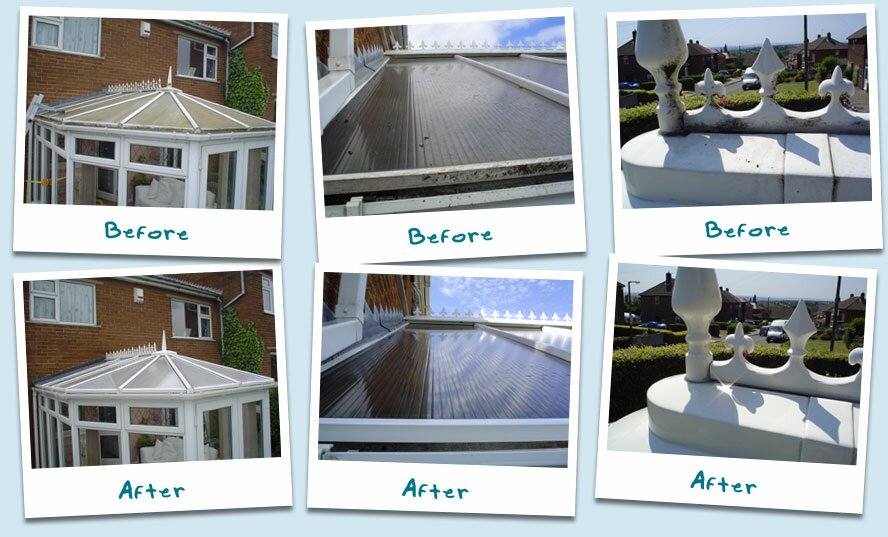 Conservatory cleaning photo's - before & after