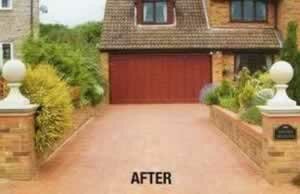 After pressure washing & sealing the driveway looks new!