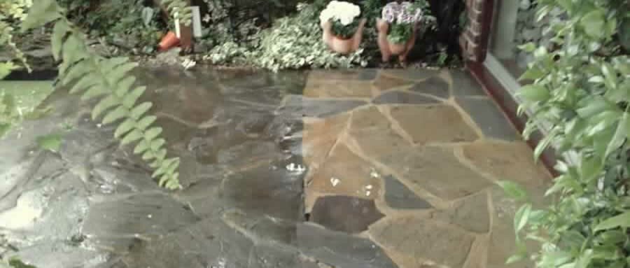 stone paving during cleaning